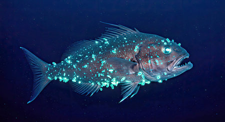 Grouper in the deep blue sea. Underwater world.