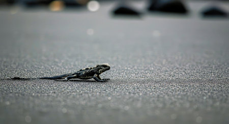 Iguana on the beach, Galapagos Islands, Ecuadorの写真素材