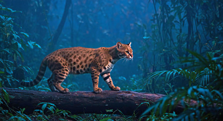Beautiful wild cat in the jungle. Wildlife scene from nature.