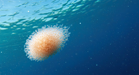Jellyfish floating in the deep blue sea. 3d rendering