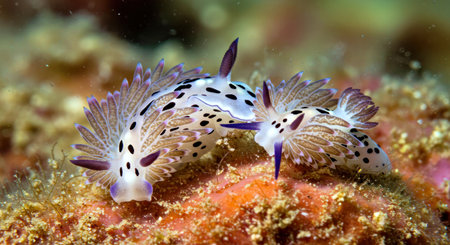 A pair of nudibranchs (Nudibranchs)の写真素材