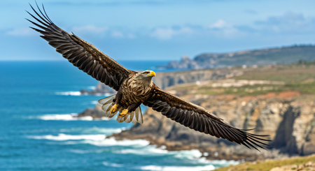Haliaeetus albicilla, also known as the ern, erne, gray eagle, Eurasian sea eagle and white-tailed sea-eagle.の写真素材
