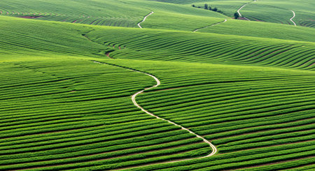 Tea Plantations in Chiang Rai, Thailand. Green Tea Plantationsの写真素材