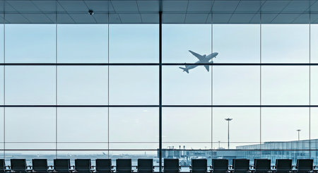 Airplane flying, view from the window.の写真素材