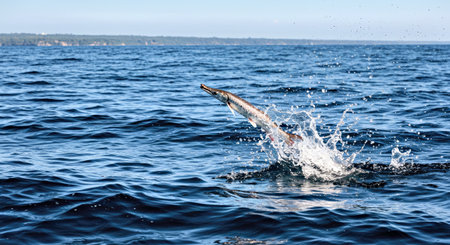 Animal jumping out of the water.の写真素材