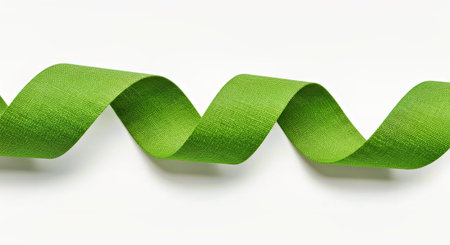 Green ribbon isolated on white background with copy space for your text.
