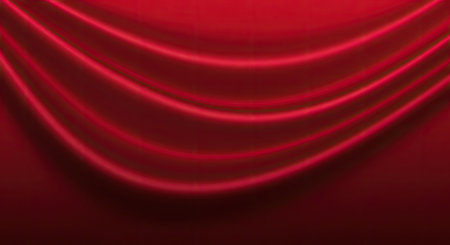 Red satin background with some smooth folds in it (3d render)の写真素材