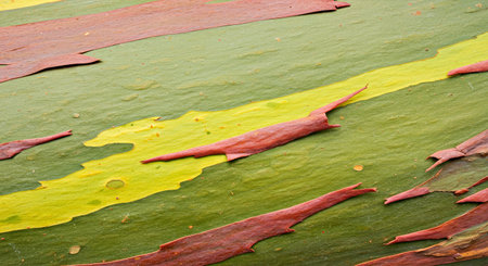 Dry leaves of Eucalyptus tree with yellow and green colorsの写真素材