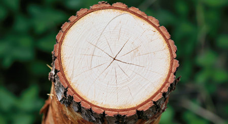 Close up of a cut of a tree in the forest. Natural background