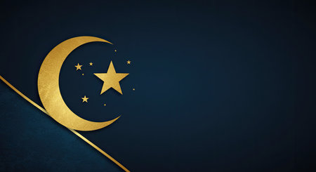 golden background with crescent moon and star - Ramadan Kareemの写真素材