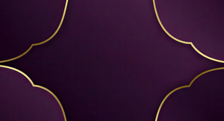 Luxury purple background with golden lines and space for text.の写真素材