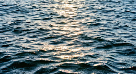 Rippling Ocean Surface Sparkling Light Reflection Water Texture Background Sun Glistening Sea...
