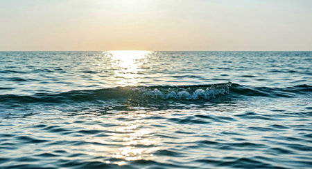 Soft Light Reflections On Gentle Ocean Waves Calm Water Surface Texture Peaceful Marine Background Sceneの写真素材