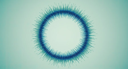 Flowing Circular Soundwaves Design Subtle Blue Green Gradients Creating Harmony Rhythm Music...
