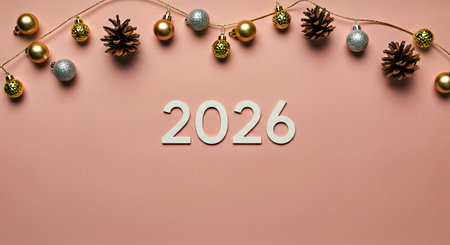 Holiday Greetings For Christmas And The Upcoming New Year Presented On A Gentle Pastel Paper...