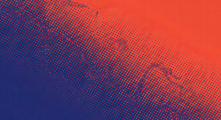 A contemporary digital background showcasing a stylish dotted pattern graphic great for website design project use. This design features a vibrant blend of coral pink and deep indigo blue creating a modern eye catching effect.の写真素材
