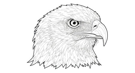 Intricate Bald Eagle Head Closeup Illustration Adult Coloring Page Designのイラスト素材