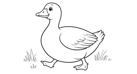Cute Snow Goose Cartoon Illustration Kids Activity Page Ready for Coloring Funのイラスト素材