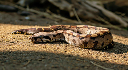 Boa Constrictor Basking Absorbing Environmental Warmthの写真素材