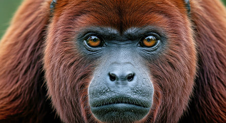 Male Red Howler Monkey Portrait Emphasizing Intense Gaze and Mature Features