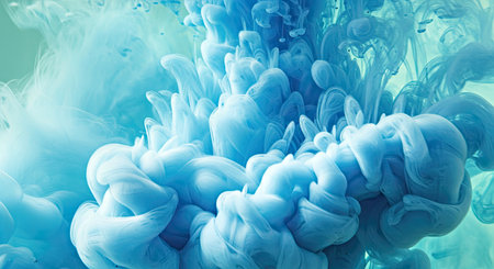 Mesmerizing Abstract Light Blue Ink Swirling Dissolving and Spreading in Clear Water