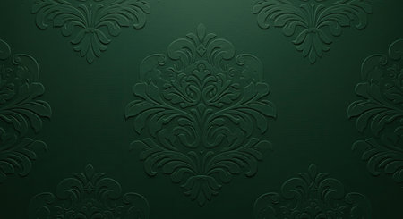 Refined Elegant Damask Pattern on Deep Emerald Green Backdropの写真素材
