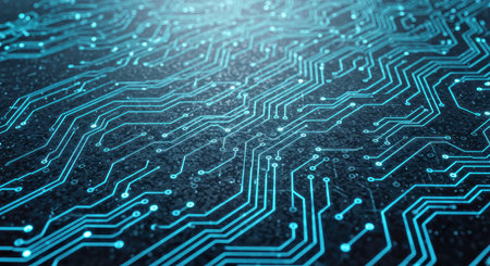 Futuristic Light Blue Digital Circuit Board Pattern Technology Background