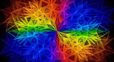 Colorful Abstract Kaleidoscope Pattern Vibrant Rainbow Geometric Background