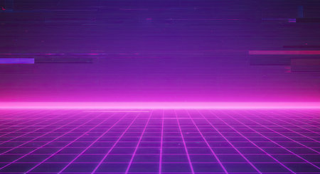 Stylized retro vaporwave abstract background with vibrant gradients and geometric patterns