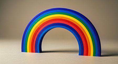 Colorful Paper Cut Out Rainbow Arch Abstract Layered Designの写真素材