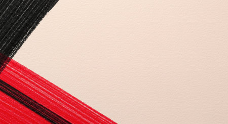 Red and black striped fabric on a white background. Copy space.
