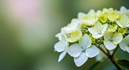 Hydrangea macrophylla flowers in the garden, selective focusの写真素材