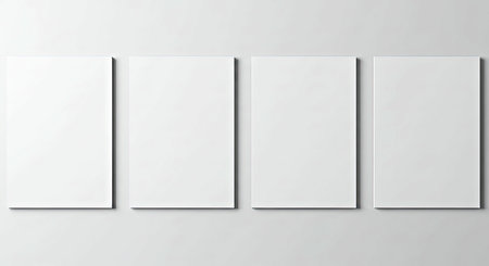 Set of blank white posters on the wall. Vector illustration EPS10