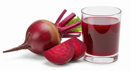 Fresh Beetroot and Healthy Beetroot Juice Isolated on White
