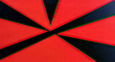 Bold Black Red Angular Geometric Pattern Abstract Wall Decor Contemporary Sharp Lines Modern...
