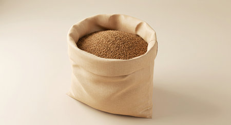 Close Up of Different Granular Substances in Biodegradable Kraft Paper Bags Highlighting Sustainable Food Storage Solutionsの写真素材
