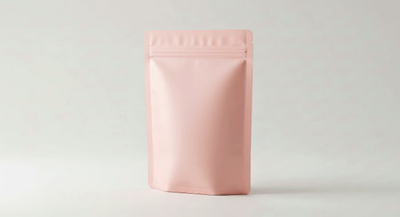 Customizable Pale Pink Paper Pouch Mockup for Flexible Product Packaging Presentation and...