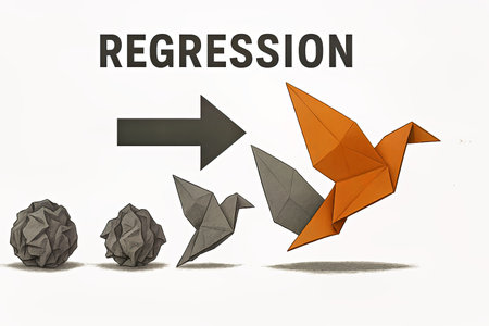 Failure Loss Transformation Regression Regressive Concept Bright Origami Bird Moving Backward