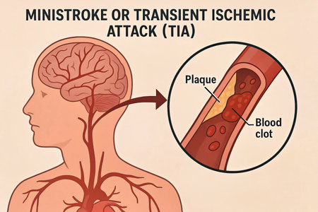 Medical Illustration Ministroke Transient Ischemic Attack Blocked Brain Artery Plaque Buildup...