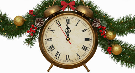 Whimsical Christmas Eve Countdown Clock with Decorative Holiday Garland