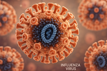 Detailed And Medically Accurate Render Of The Influenza Virus For Scientific And Medical Presentationsの写真素材