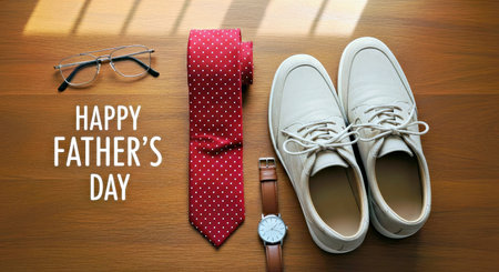 Appealing Fathers Day Gift Idea with Mens Stylish Items and Fashion Accessories Flat Layの写真素材