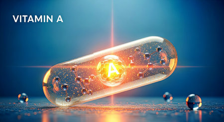 Focused Image Illustrating Crucial Role of Single Vitamin A Capsule for Wellnessの写真素材