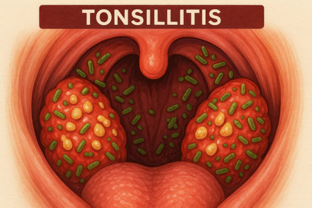 Diseased Throat Showing Tonsillitis Enlarged Tonsils Medical Diagram Illustration
