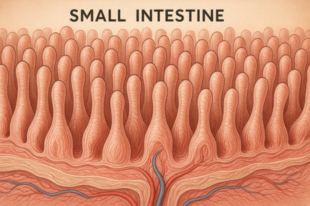 Small Intestine Anatomy Villi Digestive Pathway Medical Diagram Illustration