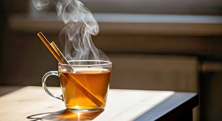 Soothing Herbal Tea Cup Bamboo Straws Natural Beverage Wellness Drink Conceptの写真素材