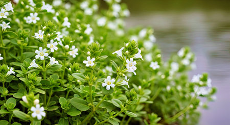 Bacopa Monnieri Flowering Ayurvedic Herb Known as Brahmi Natural Wellness Plant