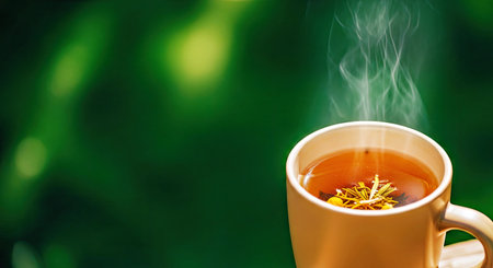 Soothing Cup Healthy Herbal Tea Nature Green Background Natural Organic Beverage