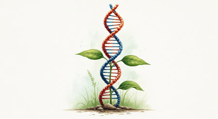 Watercolor Illustration Dna Plant Concept Organic Biology Genetic Artistic Design