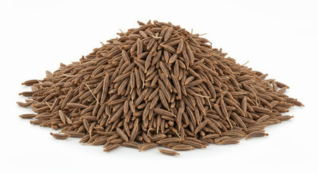 Whole Cumin Seeds Pile Isolated White Background Essential Indian Cooking Spice